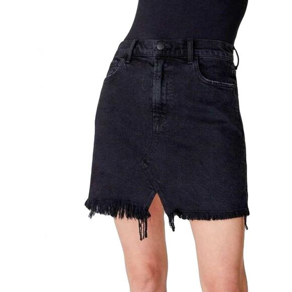 New J Brand Women's Black Jules High Rise Frayed Hem Mini Skirt - Picture 1 of 9